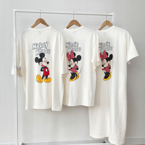 [디즈니 정품] 미키 미니 반팔 티셔츠 &amp; 미니 원피스